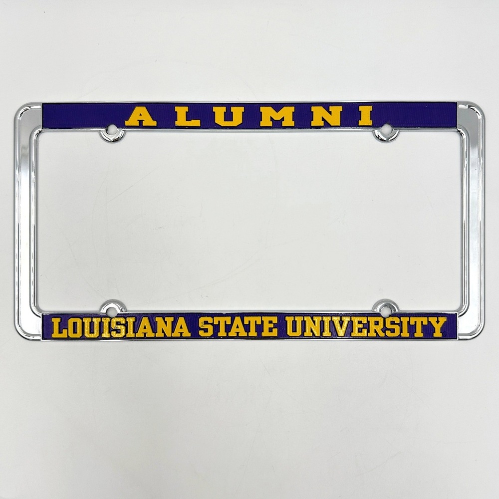 Louisiana State University Alumni License Plate Frame Chrome Purple Gold SEC